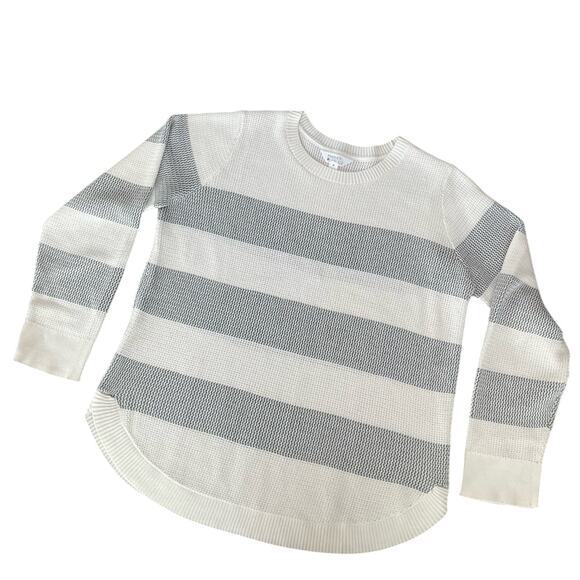 Market & Spruce White and Gray Striped Sweater Relaxed Fit Size XL - Picture 1 of 6